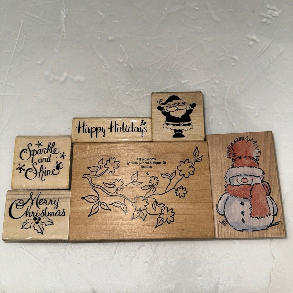 Rubber stamps lot of 6 crafts card making holiday